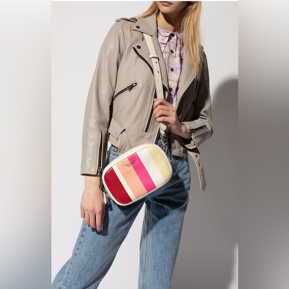 Kate Spade Astrid Striped Red, Pink & Lime Medium Crossbody Bag - Picture 1 of 16